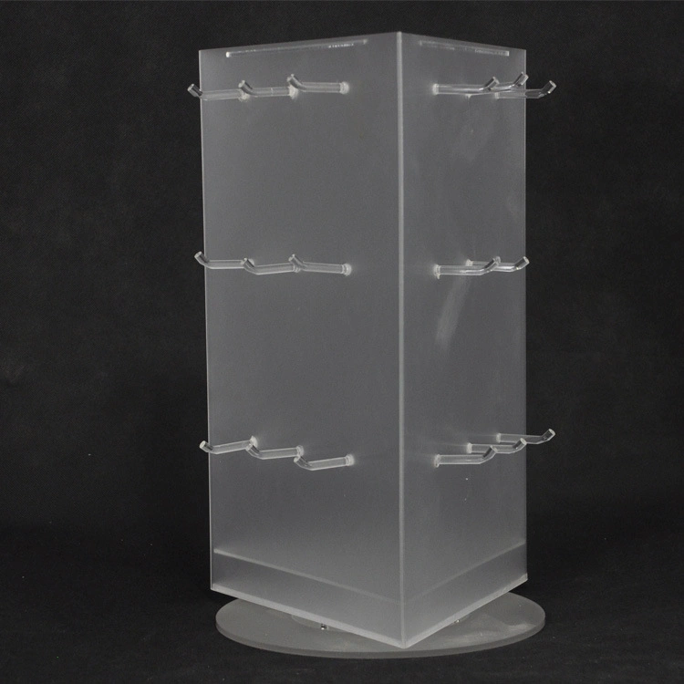 Rotating Frosted Acrylic Sunglasses Display Stand Free Standing Eyewear Display for 9PCS Glasses