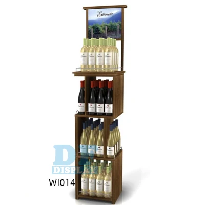 Exhibición de madera modificada para requisitos particulares de la exhibición del vino del estante de la botella de cerveza del piso de la tienda al por menor para las botellas