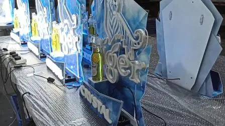 Exhibición personalizada personalizada del glorificador de la botella de neón de la cerveza de la marca LED 3D